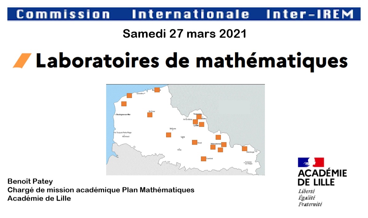 Benoitpatey's tweet photo. Ravi d'avoir pu présenter ce matin les laboratoires de mathématiques de l'@AcLille en commission internationale IREM.
Développement professionnel, production de ressources, ouverture territoriale et culturelle : 3 aspects e la vie des maths en circo, collège, et lycées GT et Pro https://t.co/rZz24t37oh
