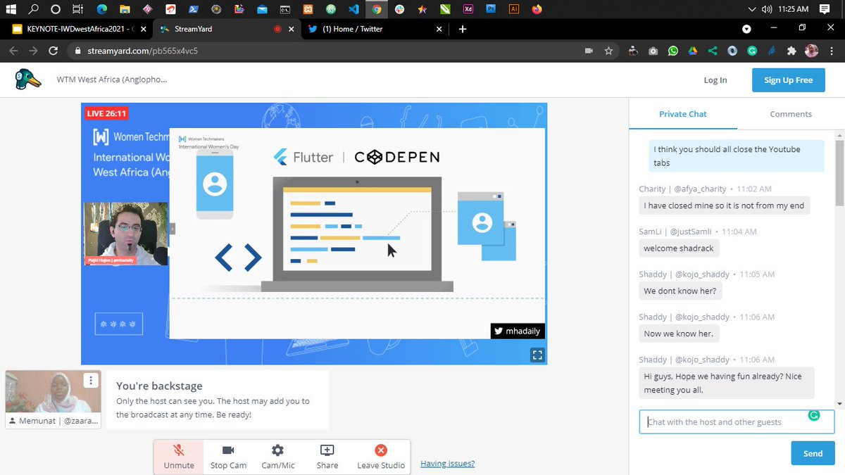 zaarab001's tweet photo. A Taste of Web with Flutter - Majid Hajian @mhadaily 

The event is live on Youtube: https://t.co/FJtaa5zk8n

#CourageToCreate #IWD2021 #WTMWestAfrica #WTMSSA
@wtmAccra @MonroviaWtm @WTMKumasi https://t.co/Ko8XoV2O63