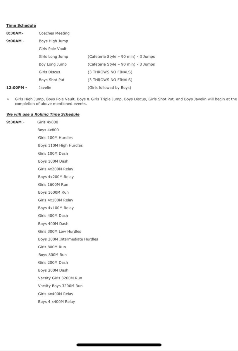 TimberlandTrack's tweet image. Rise and shine! We are SO excited to see you all compete against other teams today for the first time in 672 days!!! Meet by the track shed @ 7:00. Dress warm! Layers are a must 

#couldntsleep #timetocompete #LeadingThePack 

Here is the schedule for today