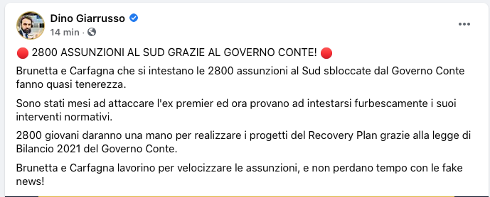 soniabetz1's tweet photo. #Brunetta e #Carfagna che si intestano le 2800 assunzioni al Sud sbloccate dal Governo #Conte fanno quasi tenerezza. https://t.co/y6K8lqmgmS