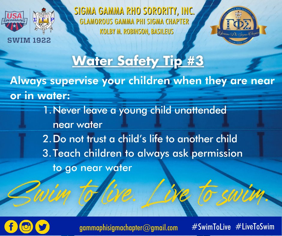 SGRhoGPS1922's tweet photo. In 2021, Sigma Gamma Rho Sorority, Inc. marks our ten-year partnership with USA swimming by promoting water safety and the importance of learning how to swim. #WaterSafety #SwimToLive #LiveToSwim https://t.co/SrFV5qdo81
