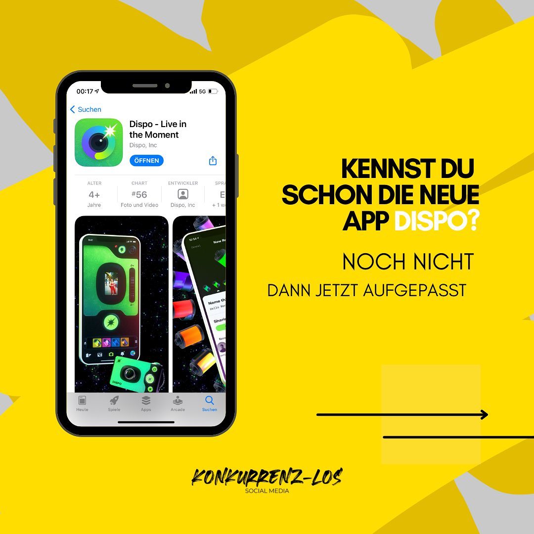 GmbhLos's tweet photo. Hallo! 🙋🏼♂️
Habt ihr schon von der App DISPO gehört ? 📸🎞
Wir haben hier ein paar APP #facts für euch.
#disposablecamera #app #socialmedia #oldenburg #konkurrenzlos #appcheck #onlinemarketing https://t.co/bGSCXZYo7V