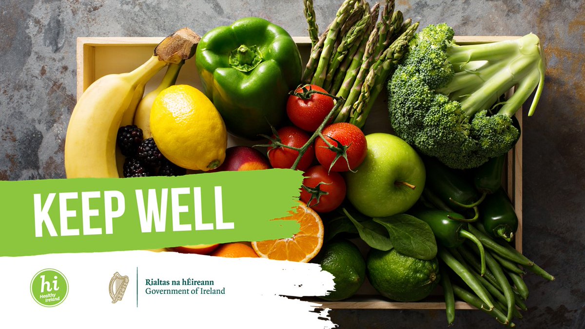 HealthyIreland's tweet photo. Making small changes to our eating habits can make a big difference to our health. One simple way of improving our diet is by adding more fruit  🍓and vegetables 🌽. Aim for 5 to 7 portions a day. For more tips on eating well go to https://t.co/C9mnsszZS4. @safefood_net #KeepWell https://t.co/qhH83BBor1