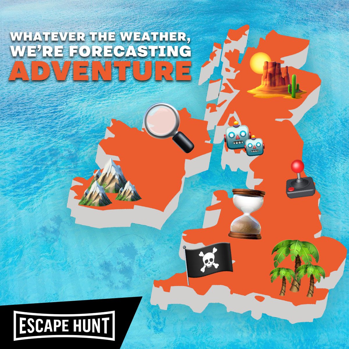 EscapeHuntUK's tweet photo. WE'RE FORECASTING ADVENTURE, WHATEVER THE WEATHER! 

Today: Enjoy a play at home experience 💻🖨️
April 12th: Take on an outdoor adventure 💼🌳
May 17th: Come inside and play our rooms 🔍⏲️  

Give yourself something to look forward to and book today! https://t.co/ahvpzJbPDC https://t.co/gti3Uqf84i