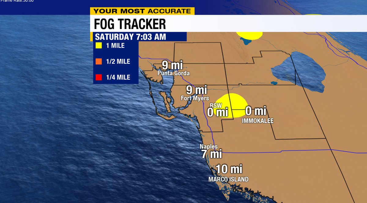 jesslyn_wx's tweet photo. Seeing a little fog this morning before sunrise. Take it a little slower if you're heading out & about early! #ABC7SWFL https://t.co/DfoO2NPdSn