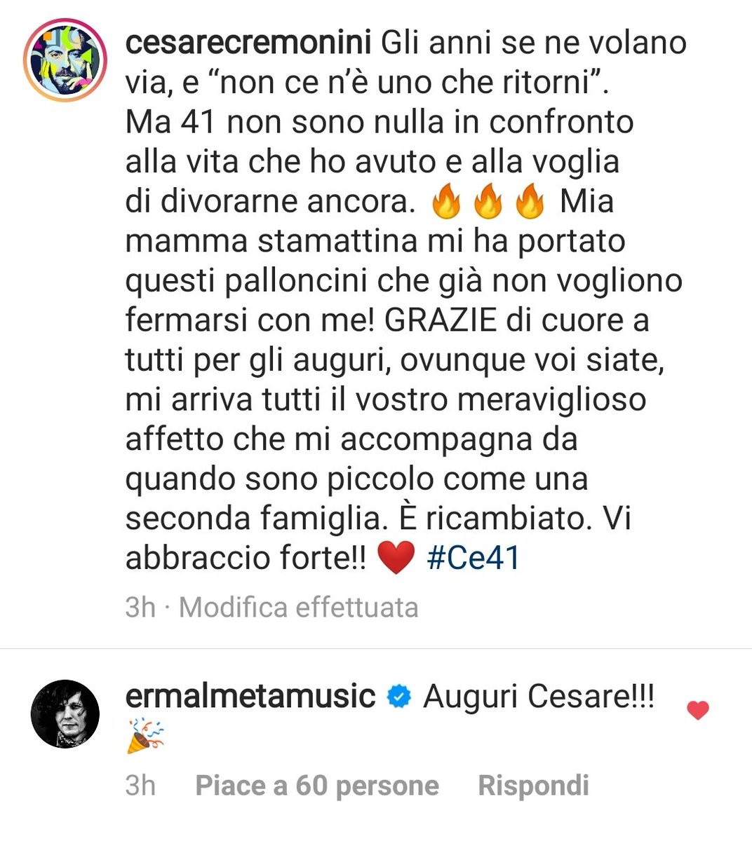 lasimo_66's tweet photo. E niente....Ve li lascio qui..❤️ #AuguriCe #CesareCremonini #ErmalMeta https://t.co/0sqoFLt7vG