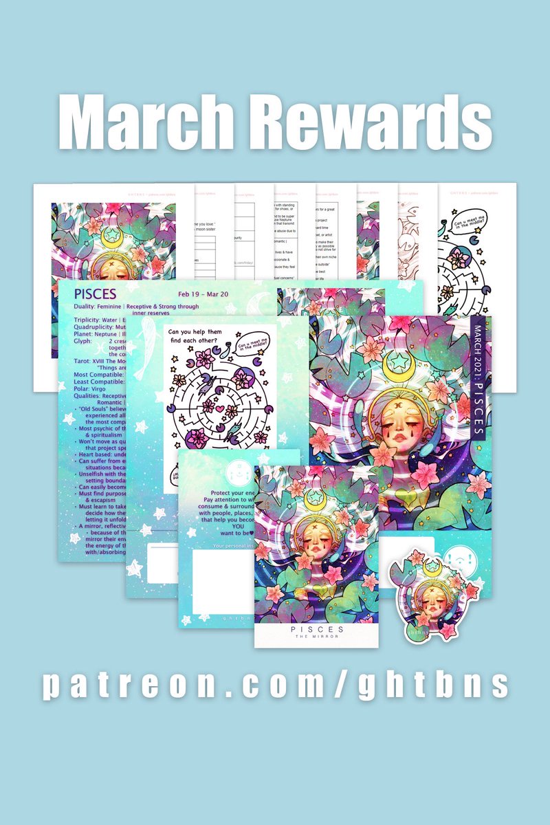 ghtbns's tweet photo. Sharing March rewards for Patreon🎉
This month is Pisces🐠💖
Claim ur physical rewards by the end of this month🙌
👉 https://t.co/AD1bbRrNSB 

#pisces #astrology #zodiac #ZodiacSigns #sticker #oraclecard #patreon https://t.co/lUr6psa5De