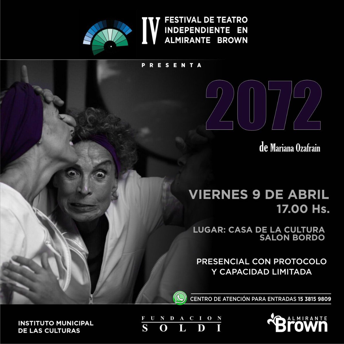 multiteatro's tweet photo. 📌”2072”, la obra de Mariana Ozafrain más premiada en el Festival de la Comedia Municipal de La Plata en los rubros Dirección, Actuaciones Femeninas y Mejor Espectáculo, se presentará el próximo viernes 9 de abril en el Cuarto Festival de Teatro Independiente de Almirante Brown. https://t.co/Pt4hLdKK8f
