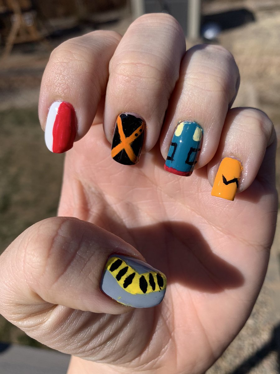 1023BLD's tweet photo. These are the most Plus Ultra nails I have ever done
(Yes they were done for the season five release.)
(Yes I know they aren’t the best)
#MyHeroAcademia #bnha #MHA #nailart #mhanails https://t.co/I4SJpd9W41