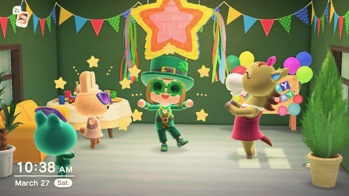 DallasNichole's tweet photo. when the last time you logged on was st patricks, your birthdah outfit is weird lol #happybirthday #AnimalCrossing #ACNH #NintendoSwitch https://t.co/mDwP75e69Y