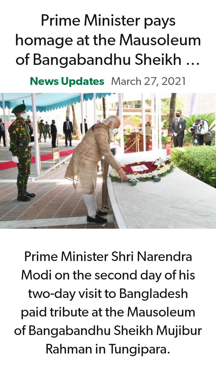 Prime Minister pays homage at the Mausoleum of Bangabandhu Sheikh Mujibur Rahman
nm-4.com/8322oj via NaMo App