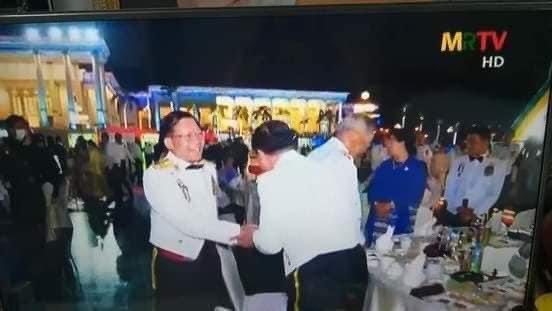 nslwin's tweet photo. Two Photos:

• Min Aung Hlaing &amp; his terrorists killed more than 100 civilians today and having dinner party.

• Karen National Union is holding vigil and praying for fallen heroes. 

#WhatsHappeningInMyanmar #AntiFascistRevolution2021 #Mar27Coup #MilkTeaAlliance https://t.co/Yz9H7BO9Hq