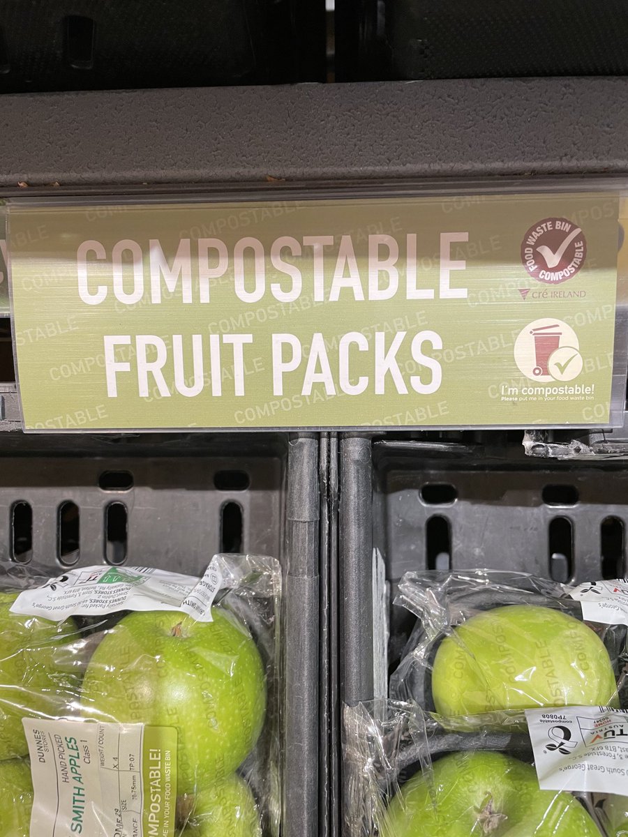 caroline1conroy's tweet photo. Great to see @dunnesstores taking a lead here with compostable packaging. Thank you 👏. @SickOfPlasticIE #plasticwise @greenparty_ie https://t.co/huV91iluUf