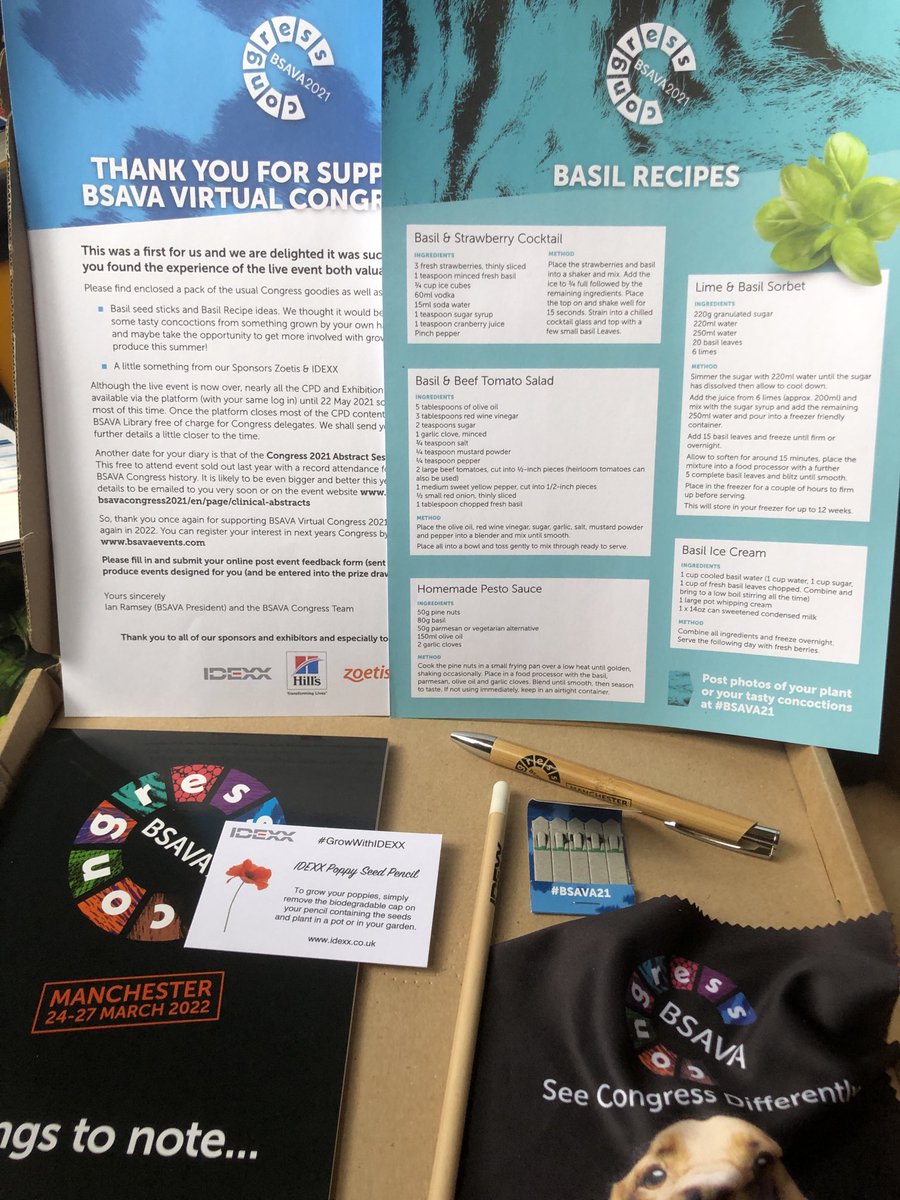 fredatheflea's tweet photo. Loved my thank you box from ⁦@BSAVACONGRESS⁩ - practical and sustainable- basil seeds, a poppy seed pencil and wooden pen. It’s been a great Congress to date #BSAVA2021 and then lectures available on demand for a couple of months. 👍😁 https://t.co/jViAamxHjZ