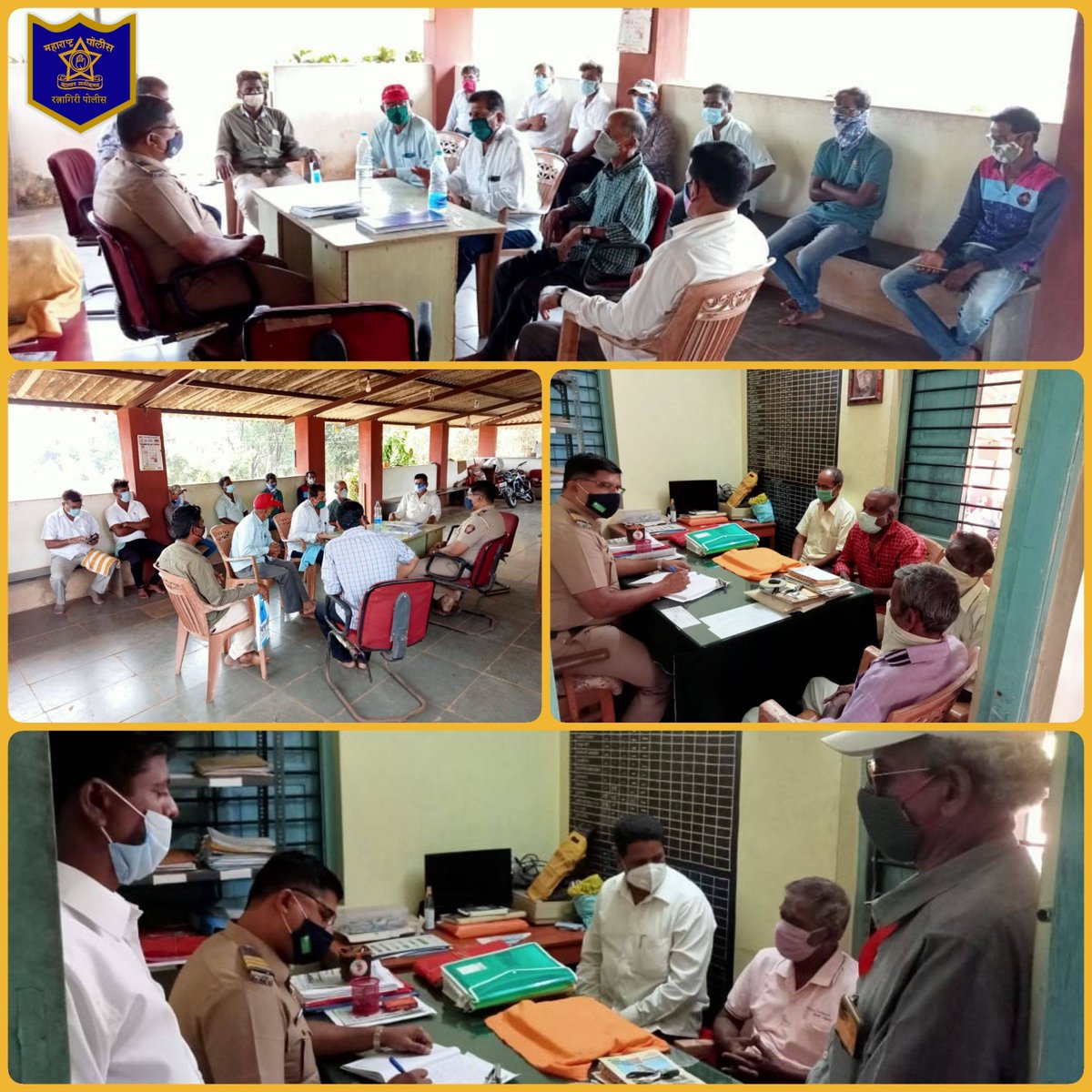 RatnagiriPolice's tweet photo. शिंमगोत्सव निमित्त राजापूर येथील विविध गावातील पालखी मानकरी, ग्रामस्थ, पोलीस पाटील व ग्रामकृती दल सदस्यांना Corona प्रतिबंधक उपाययोजने बाबत पोलीस अंमलदार तळेकर यांनी मार्गदर्शन केले. @DGPMaharashtra #Covid19 #StaySafe #SafeShimga #Rajapur #Ratnagiri #RatnagiriPolice https://t.co/khMiDMZcLt