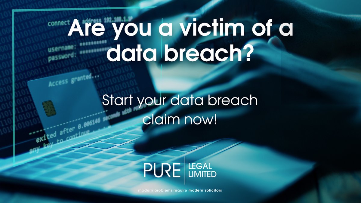 PureLegalLTD's tweet photo. Turn your misfortune into a small fortune! If you’ve been in a data breach, we’re here to help. If you know a company has lost your personal information, you may be eligible for compensation! Click to start: https://t.co/867xqrwNYC
#databreach #dividebuy #fatface #hack #lawyer https://t.co/15m0fbMc8q