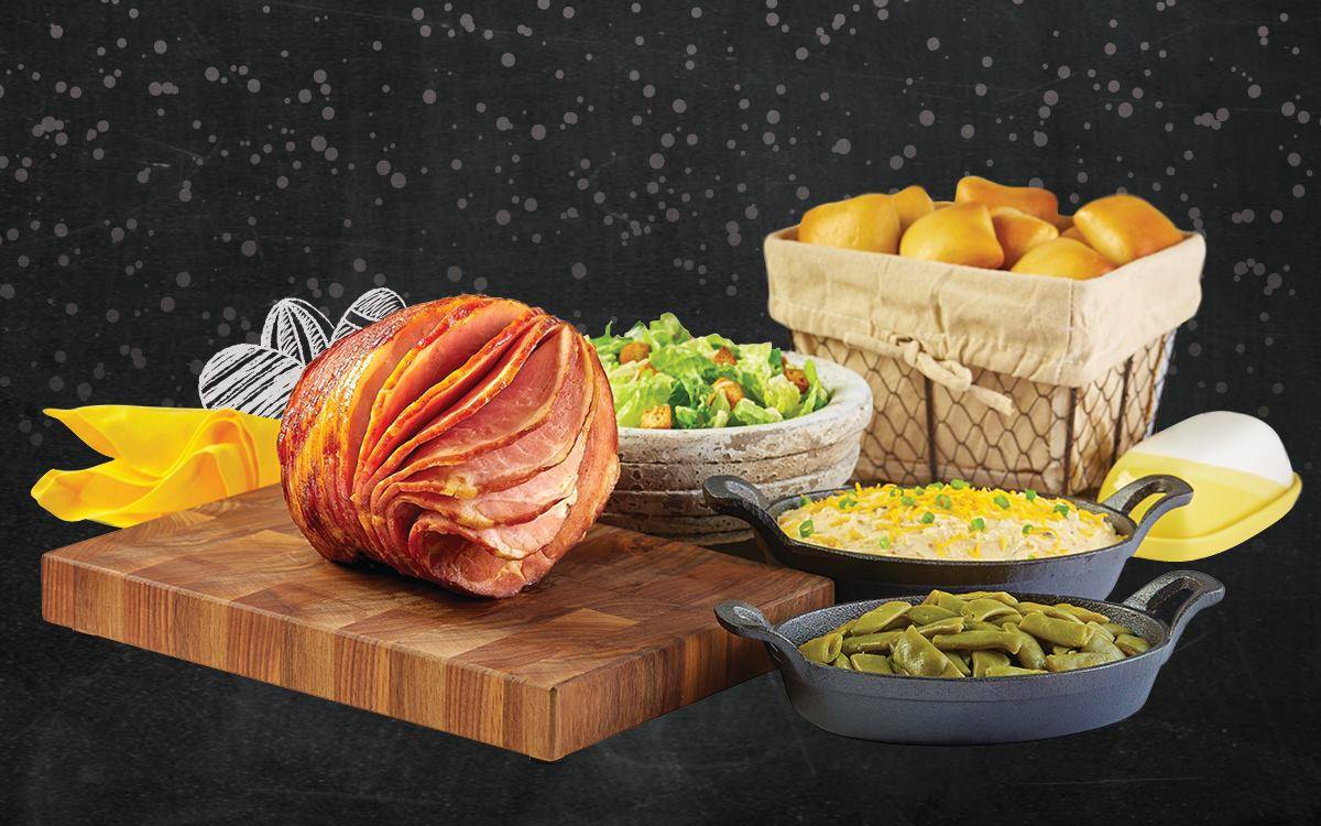 DickeysDania's tweet photo. Celebrate Easter Sunday with Dickey's Barbecue Pit at the table. Preorder a Spiral Ham Feast complete with your choice of 3 sides and dinner rolls for $85 plus tax, or order just a Spiral Ham for $38 plus tax.

#eastersunday #dickeysbarbecuepit #dickeysdaniabeach #dickeys https://t.co/VjYHlr5s1Q