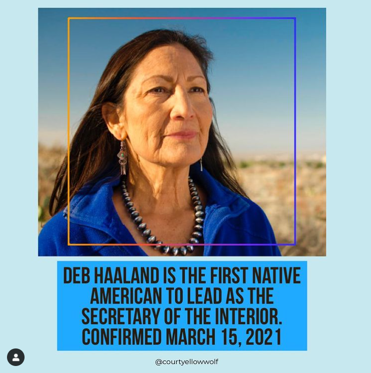 MiskituThe's tweet photo. Celebrating women's history month with this historic confirmation! Congratulations to indigenous leader #DebHaaland 🥳⁠. Image via @courtyellowwolf https://t.co/cO3ia12pjc