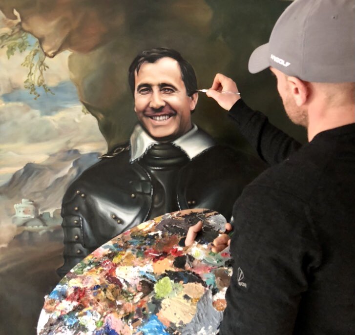 LandersArt's tweet photo. My latest ‘Master’ golfer painting. My Hero Seve. ⛳️🎨 @EuropeanTour @PGATOUR @golfdigestspain @GolfDigest @GolfMonthly @coldashbygc @CollingtreePark https://t.co/KgZGDUlXyG