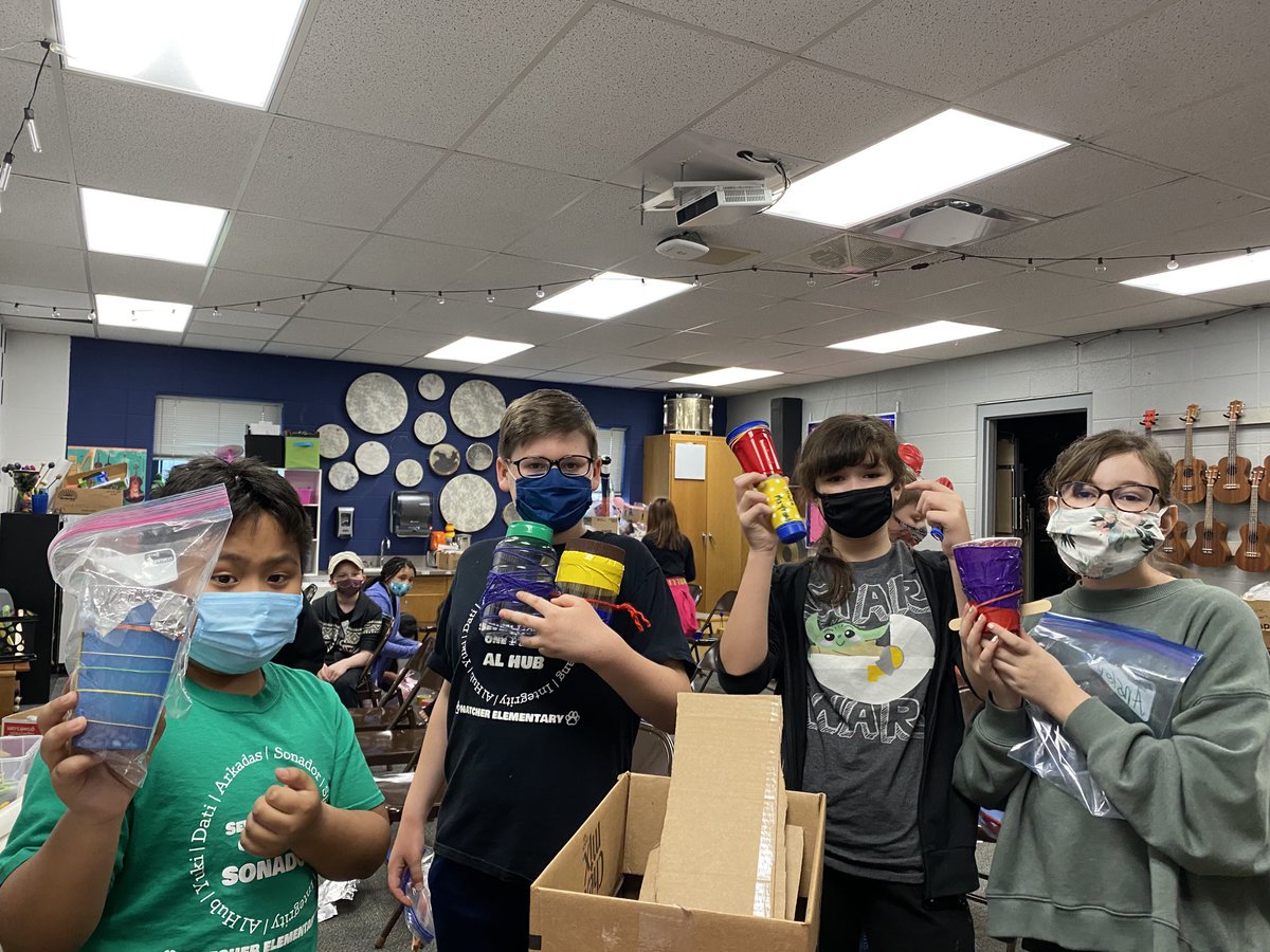 NATCHERMUSIC's tweet photo. Mr. Baxter’s 5th grade class rocking their instruments! #buildyourowninstrument @NatcherElem https://t.co/UR4O4AGRSw