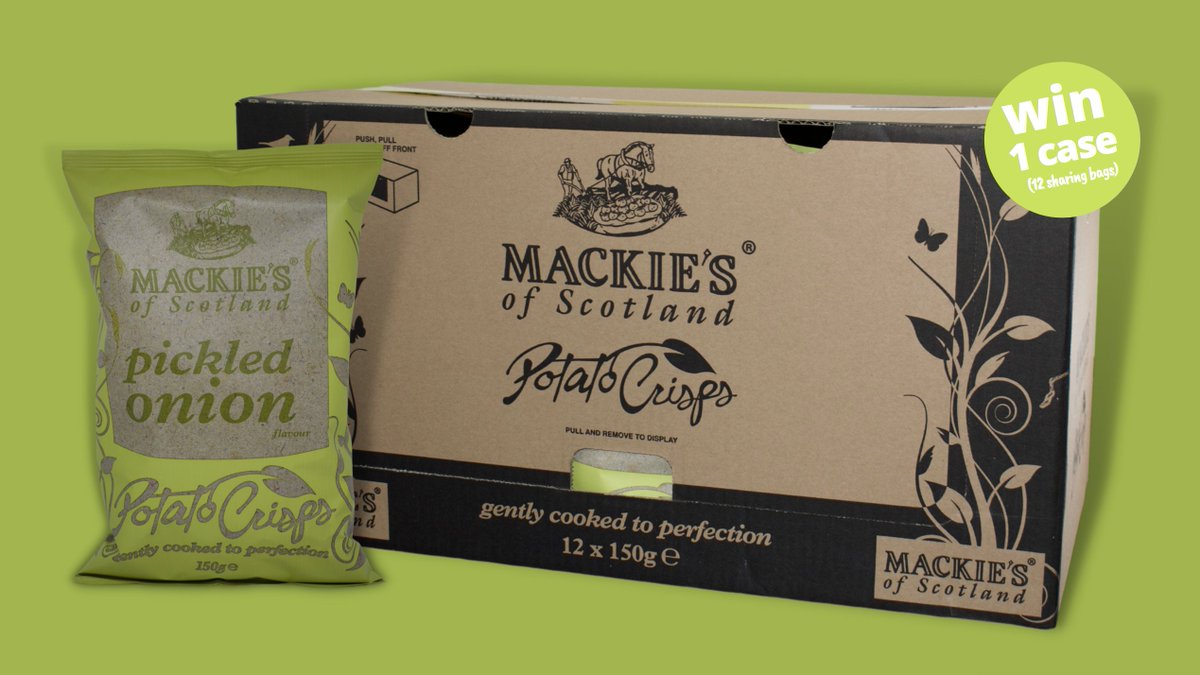 taylorssnacks's tweet image. 🤪Perfectly Pickled #Giveaway🤪

WIN 1 case of our NEW totally tangy Pickled Onion Crisps. 👉All you must do to be in with a chance of winning is "Follow @mackies_crisps and "Like", and "Retweet" 
(UK ONLY) Ends at midnight! 03/04/21. T&amp;amp;C's apply.
Winner picked at random. #WIN