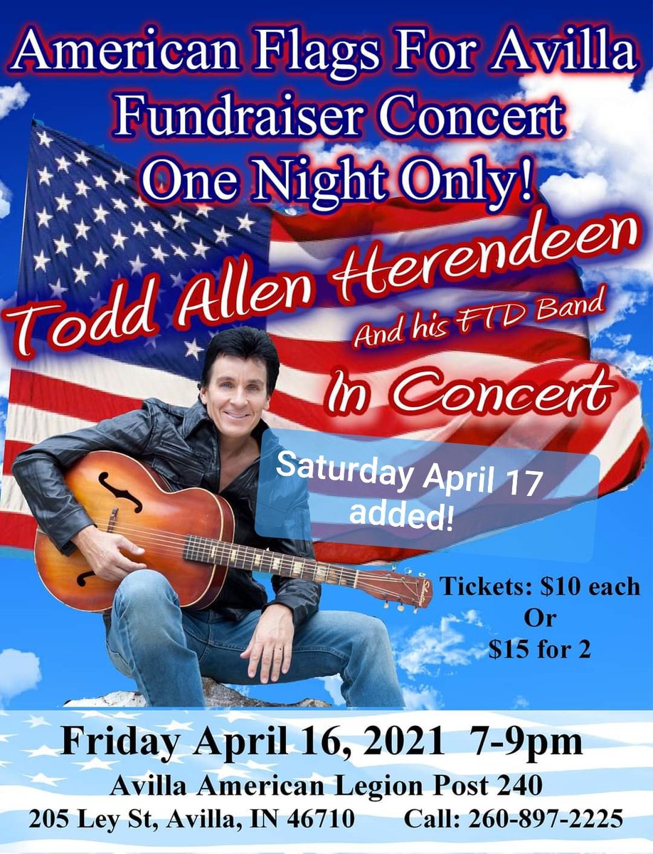 toddallenshow's tweet photo. INDIANA AND SURROUNDING AREA. 🔴UPDATE: FRIDAY SOLD OUT. ADDED SATURDAY APRIL 17 SHOW!!! 🔴
 For  tickets call 260-897-2225 Look so forward to seeing you there. 
God Bless. 🇺🇸🇺🇸🇺🇸🇺🇸🇺🇸🇺🇸🇺🇸🇺🇸🇺🇸 https://t.co/yyY6N74Qu0
