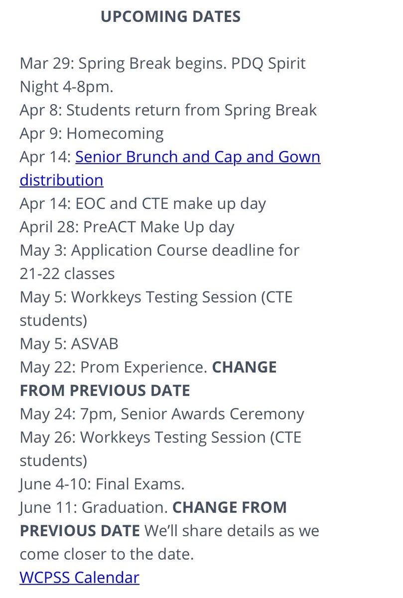 Upcoming dates, Falcons: