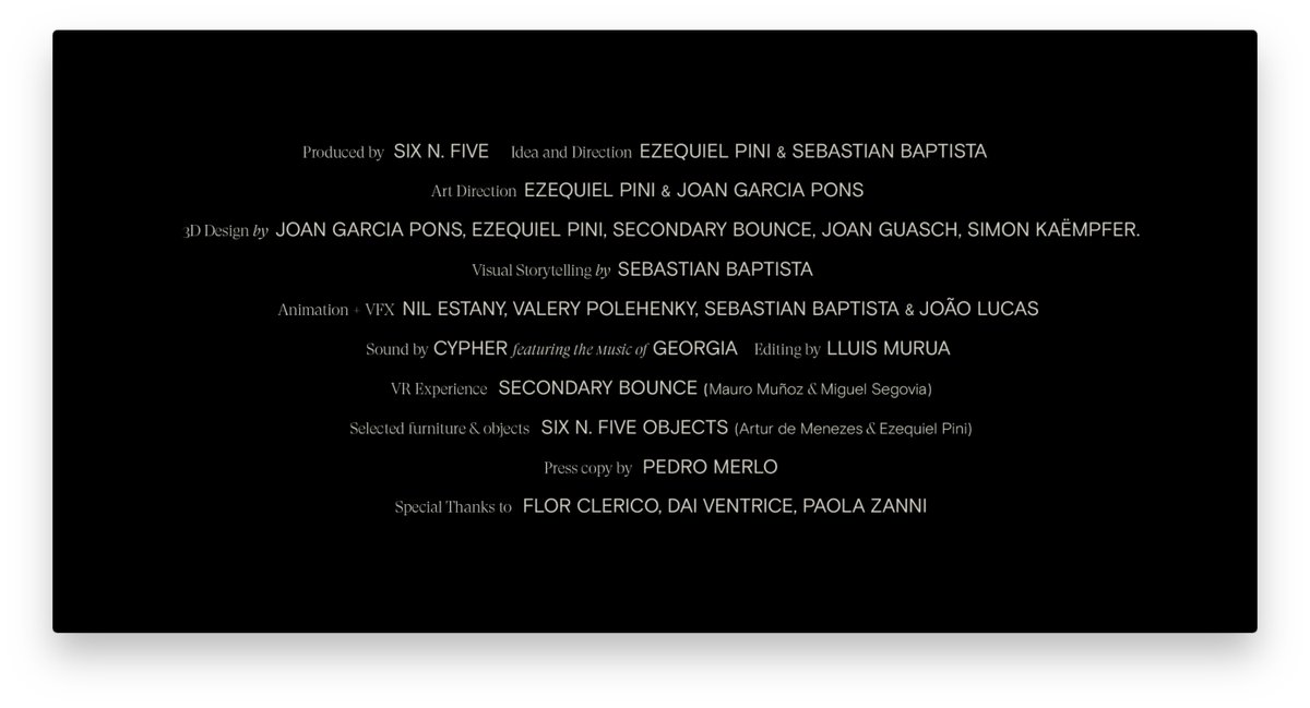 <a href="/duckdarryl/">Duck</a> <a href="/niftygateway/">Nifty Gateway Studio</a> Of course! It was planned to continue revealing info day-by-day. A screenshot of the last seconds in short-film &amp; Poster, with the list of this dream-team :O
Some of them on Twitter:
<a href="/sebastianbap/">Sebastian Baptista</a> <a href="/chineeserice/">Joan García Pons</a> <a href="/NilEstany/">Nil Estany</a> <a href="/SecondaryBounce/">SecondaryBounce</a> @cypheraudio <a href="/GuaschStudio/">Guasch Studio</a> <a href="/jlucas89/">João Lucas</a>