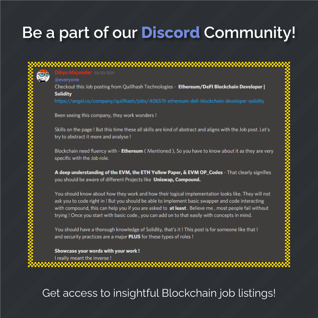 bchain_dynamics's tweet photo. We at BChain Dynamics are providing curated #Blockchain #job postings on our discord server which will explicitly guide you to prepare for the role by providing the necessary prerequisites and insights for each opening.

https://t.co/tL77sObvn4

#JobSearch #Jobs #jobposts https://t.co/U7xmcKxKpo