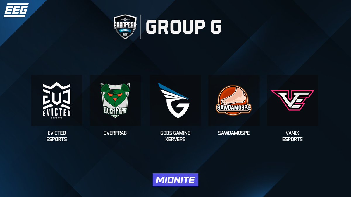 EEGCSGO's tweet image. Group G:
🇬🇧 @eVc_Esports 
🇵🇹 @OVERFRAGG 
🇵🇹 @GODsGaminG20 
🇵🇹 @sAwDamosPe 
🇬🇧 @VanixEsports