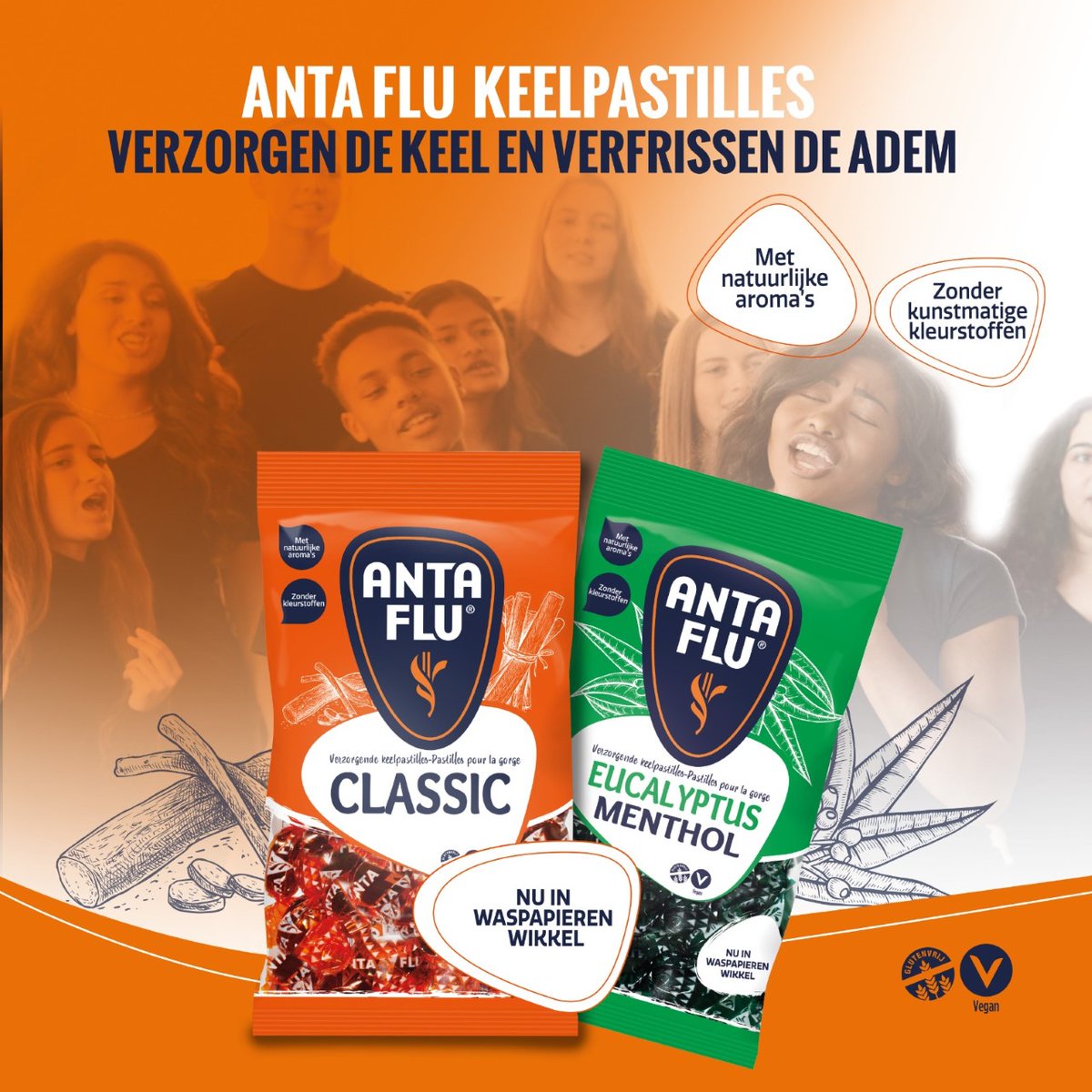 HetUsko's tweet photo. Kijk jij ook 17 april naar onze gratis concertstream? Je kan de heerlijk verzachtende keelpastilles van Anta Flu vinden in jouw concertpakket! Die kan je nog bestellen tot morgenavond 😱 via https://t.co/UgutVyGHdy. https://t.co/F33MP8po2Y