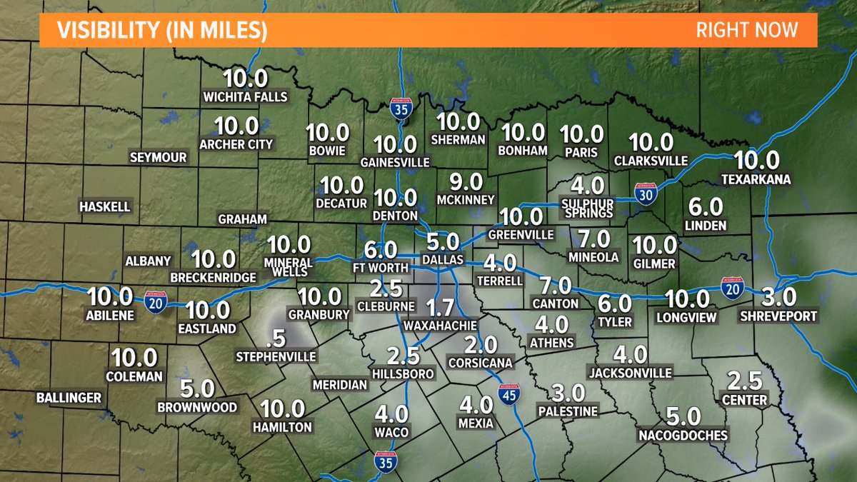 wfaaweather's tweet photo. 7AM Saturday: Clouds are moving back into North Texas from the south this morning. Some could be a little thick in spots with patchy fog or drizzle. Clouds will be fairly thick this morning scattering out this afternoon. #wfaaweather https://t.co/w08MUNbth2