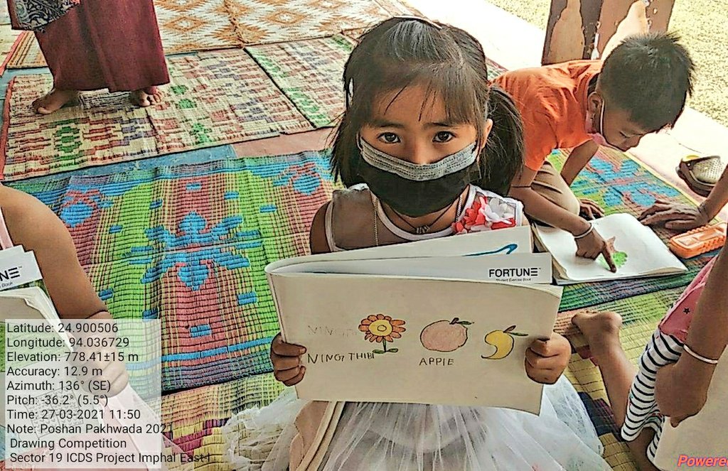 bem_hidang's tweet photo. #PoshanPakhwada2021  

"Celebrating Poshan Pakhwada 2021" 
Drawing competition are organised by #AnganwadiDidi for Sector 19 ICDS Project Imphal East-I #Manipur 

@MinistryWCD @POSHAN_Official @NBirenSingh @NgangomU @BanteeKonthouj1 https://t.co/ptccIWh2g8