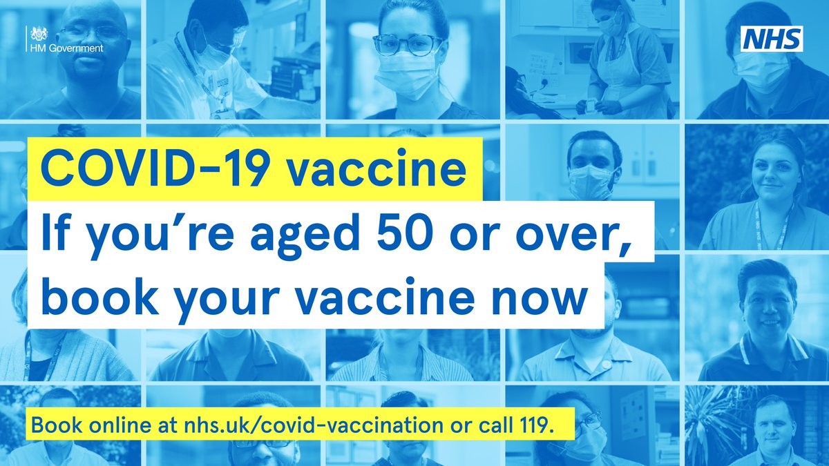 NEHFCCG's tweet photo. If you’re aged 50 or over, book your vaccine now. Book online at https://t.co/a14GTqQDZf or call 119. https://t.co/ZYbajGPL25