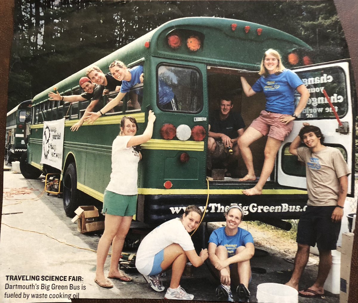 JackpotNick's tweet image. Not all are #schoolbusyellow...this one from #Dartmouth College was green - all the way, powered by old canola