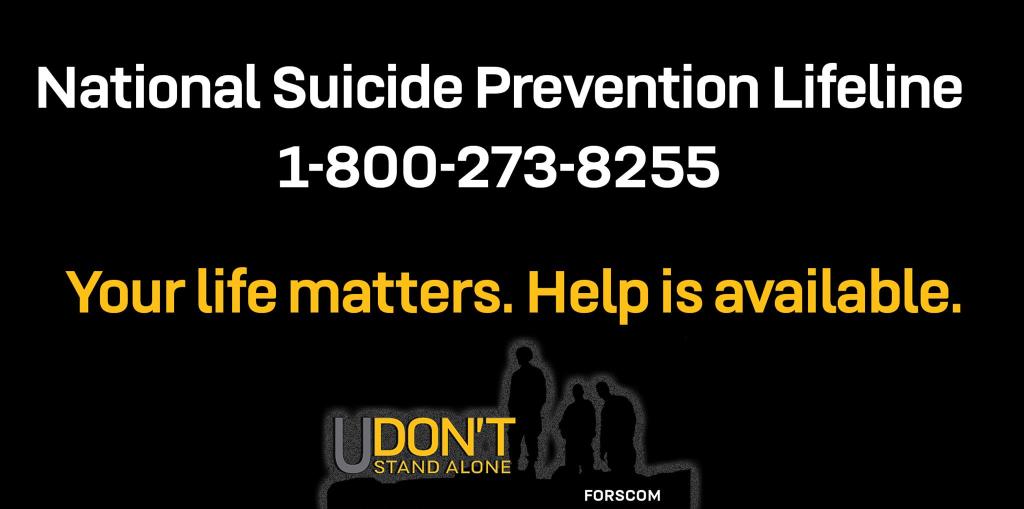 USArmyWHC's tweet photo. Your life matters. Help is available. #UDontStandAlone https://t.co/npO5cXzPOr