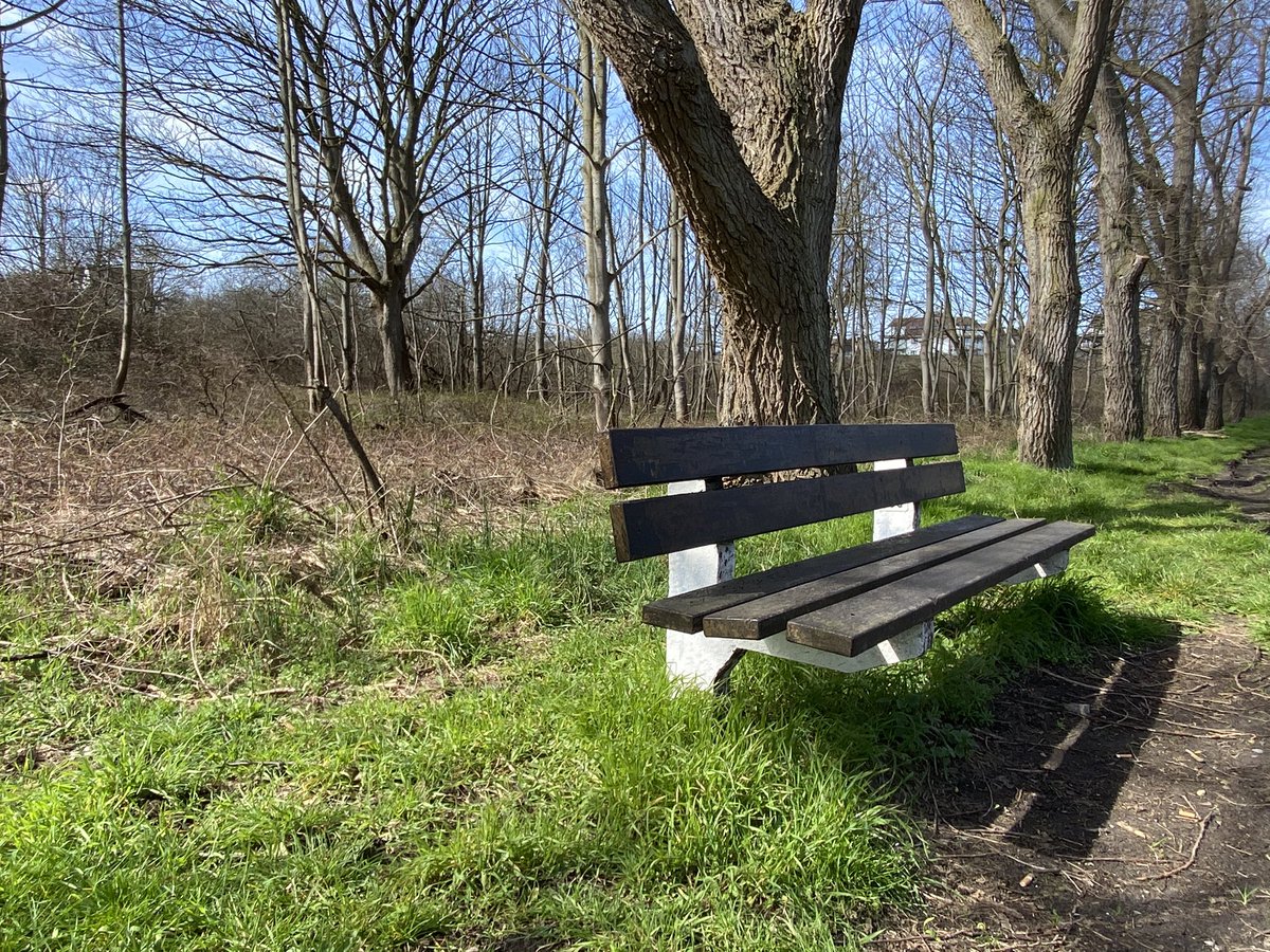 wandelknooppunt's tweet photo. Wat zijn we toch gelukzakken. Vorig jaar mochten we tijdens onze wandeling niet op een bankje gaan zitten en nu wel. Oef 😅. #coronawaanzin https://t.co/MTEBSvStGx
