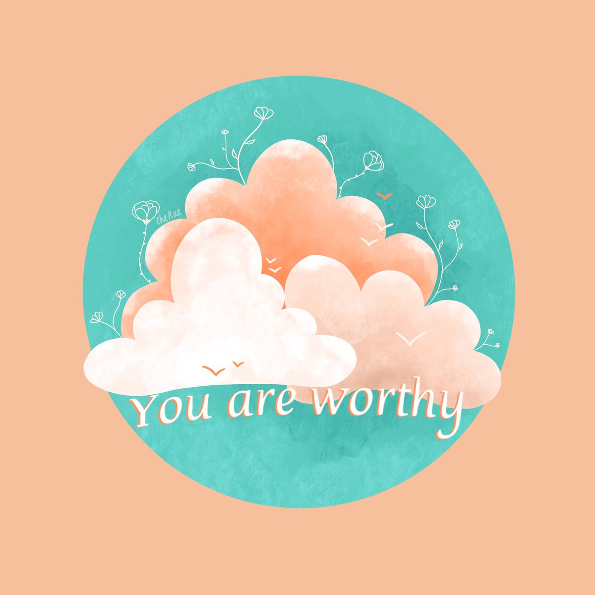 chelseighrae's tweet photo. 𝓝𝓮𝔀 Mental Health Stickers in the works. “You Are Worthy” will be one of three designs in this style all related to mental health 🤍☁️ https://t.co/hOfcQSYaoT