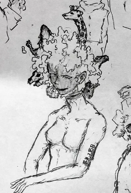 顔が浮いてる女体の人は「どうぶつさんたちだいしゅうごうだわいわいブロッコリー頭乳首なし人間1号」って言います 
