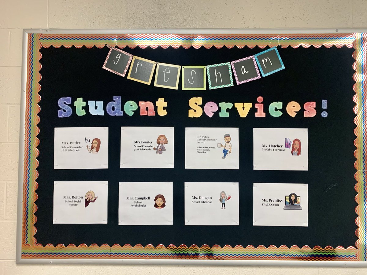 CounselingGms's tweet photo. Our GMS student Services Center is coming together but wouldn’t be complete without Bitmojis of all of us! @jodieoverton @gmprincipal https://t.co/4Z5mw2Q39D