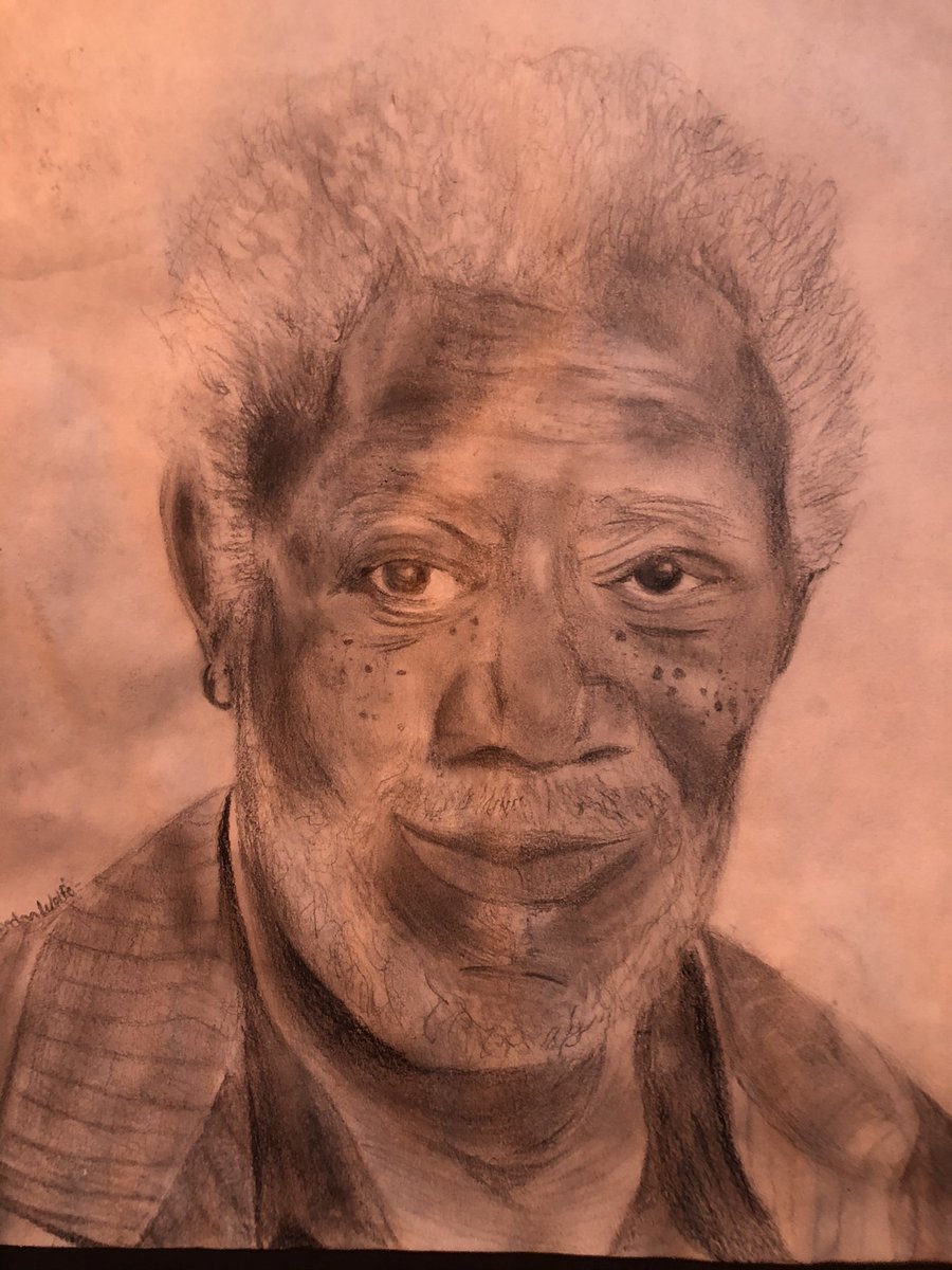 Wpwolfe's tweet photo. @morgan_freeman my son drew a photo of you that I thought you might like. https://t.co/3ivB0Zshg8