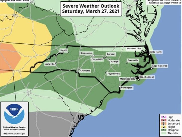 Today, our viewing area has been placed under a 1 out of 5 threat for severe weather which is fairly low but the Chances are still there so you have to be on aware mode. The main threat will be damaging winds and large hail for today. The tornado chances are near zero for today.