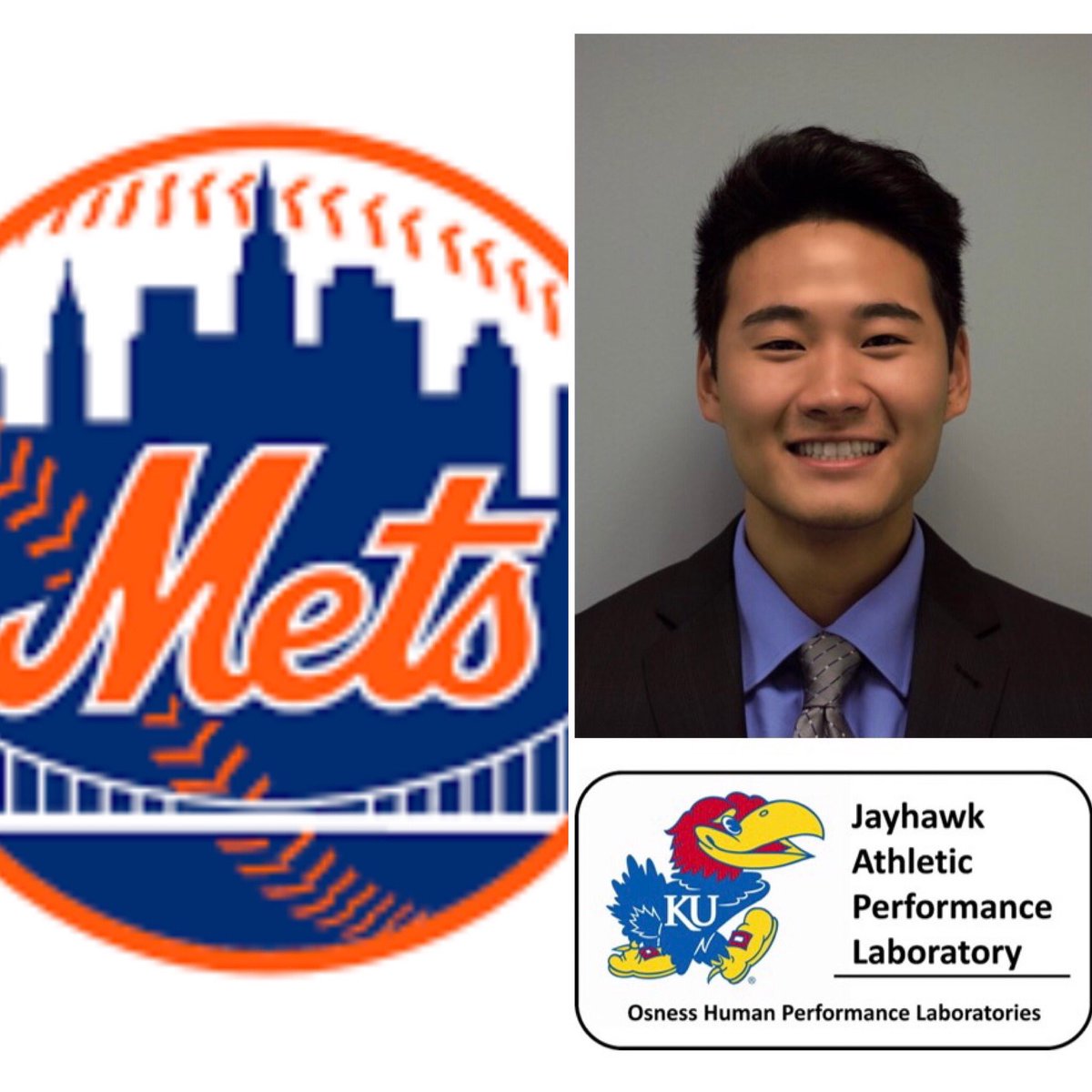 AthleticJayhawk's tweet photo. Hats off to #DanielYu who is starting an internship with the #NYMets. Good luck! We are eager to hear about your experiences. #RockChalk #Jayhawk #KU #JAPL https://t.co/c77U8W5xg4