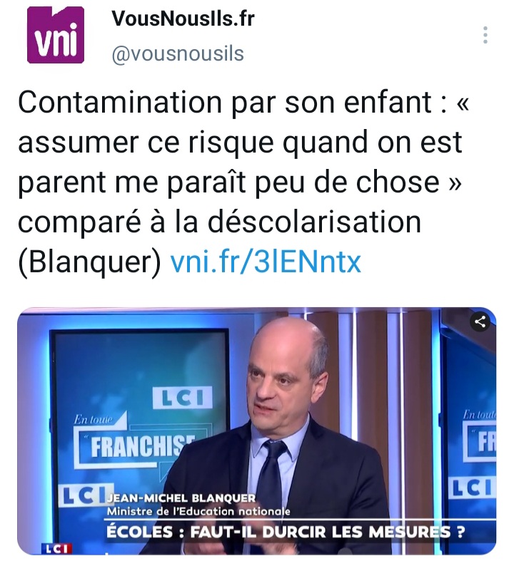 stylos_les's tweet photo. ➡️ Institut Pasteur: les parents d'élèves ont 30% de risque de contamination en plus! 😨

➡️ JM Blanquer: assumer ce risque est "peu de choses." 😲🙄

➡️ Lycée Delacroix, Drancy: 20 lycéens orphelins à cause du #COVID19. 😢 Combien en France?

⚠️Vous assumez toujours @jmblanquer? https://t.co/K0L7DlXrG0