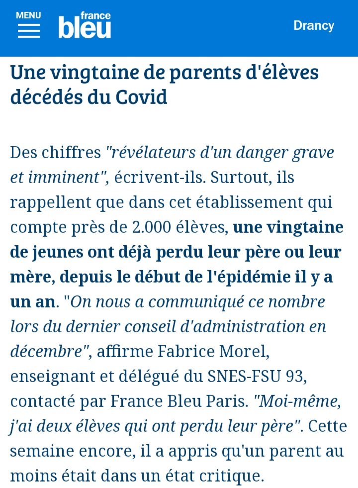 stylos_les's tweet photo. ➡️ Institut Pasteur: les parents d'élèves ont 30% de risque de contamination en plus! 😨

➡️ JM Blanquer: assumer ce risque est "peu de choses." 😲🙄

➡️ Lycée Delacroix, Drancy: 20 lycéens orphelins à cause du #COVID19. 😢 Combien en France?

⚠️Vous assumez toujours @jmblanquer? https://t.co/K0L7DlXrG0