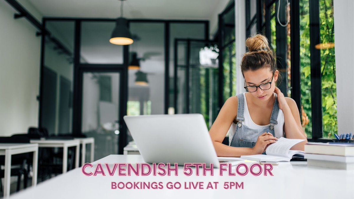 UniWestLib's tweet photo. You spoke, we listened. We are very happy to announce the re-opening of the 5th floor study space at Cavendish Library. Bookings go live at 5pm today, for access from Monday. Happy Studying! Click to book👉https://t.co/nEiESh9ebD #BookASpace #CavendishLibrary #WeAreWestminster https://t.co/9bMtFM3ih6