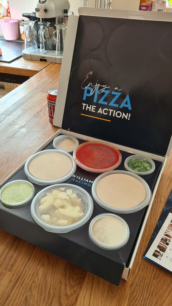sscmark's tweet photo. Such a fantastic gesture from @WilliamsRacing sending out @CamdenBrewery beers & @pizzapilgrims pizza kits to their employees for race day tomorrow. #pizzainthepost https://t.co/HfGDDQ1UEj