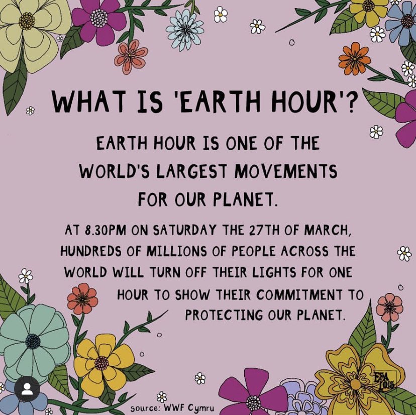 Today at 8:30pm people all over the world will be switching off their lights and electrics for one hour for Earth hour 🌍 #bridgendyouthcouncil #youthvoice #earthhour #2021 #ecofriendlyliving #sustainability #theresnoplanetb #awrddaear #switchoffthelight