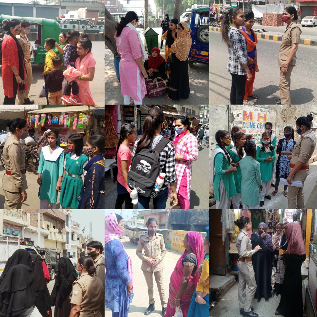 moradabadpolice's tweet photo. 🚨नारी सुरक्षा और सम्मान, यह है हम सबका अभिमान🚨 

@moradabadpolice की एन्टी रामियो टीमो ने #मिशन_शक्ति के अन्तर्गत, गली, मोहल्लों व बाजारों में महिला/बालिकाओं को उनके अधिकारों, वूमैन पावर लाइन 1090, यूपी 112, महिला हेल्प लाइन 181, चाइल्ड हेल्प लाइन 1098 की जानकारी दी। @Uppolice https://t.co/4aD6QfB9aN