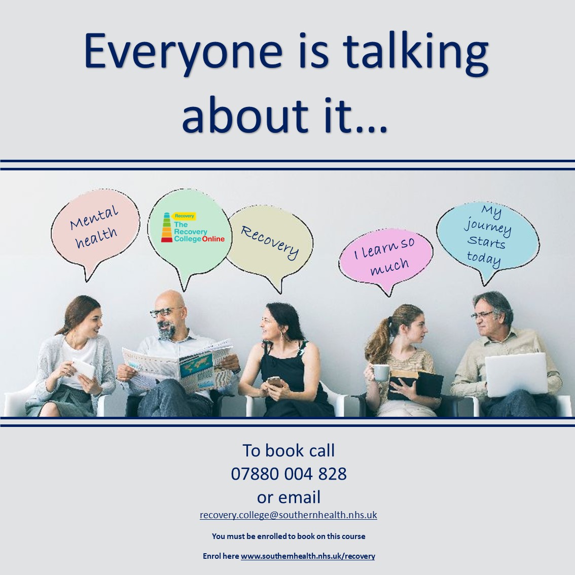 The next course available is What is this thing called Recovery? on 1st April form 9:45am-12pm. (book by 29.3.21) A great introduction to everything we stand for at The Recovery College and a solid foundation for your mental health journey.
